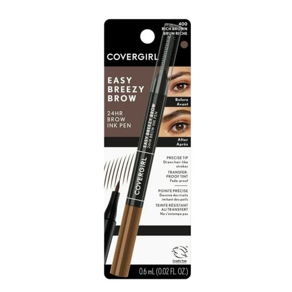 NEW Covergirl Easy Breezy Brow INK PEN Rich Brown Eyebrow Pencil Smudge Proof - Picture 9 of 14